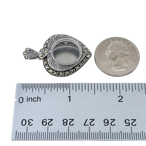 Heart Frame Watch Pendant Case | Ornate | Vintage Sterling Silver 925 - Picture 6 of 8